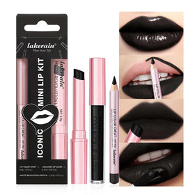 BestLand Lip Liner, Lipstick and Lip Gloss Set in Black