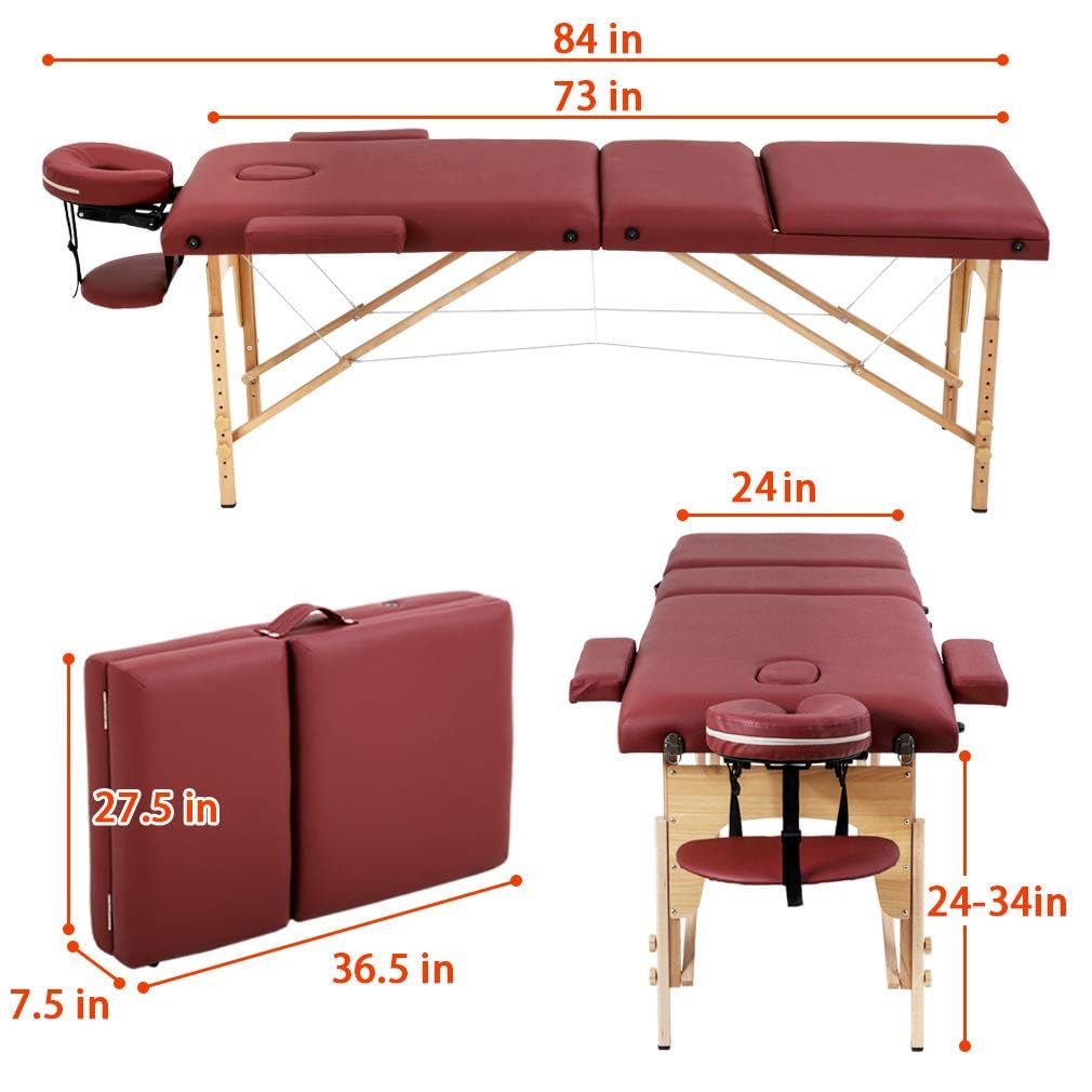BestMassage Portable Folding Massage Table detail of hardwood frame