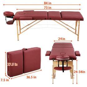 BestMassage Portable Folding Massage Table detail of hardwood frame