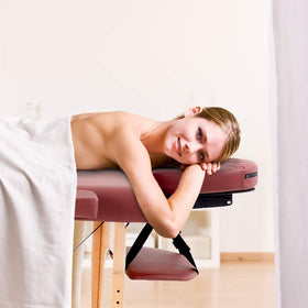 BestMassage Portable Folding Massage Table folded with carrying case