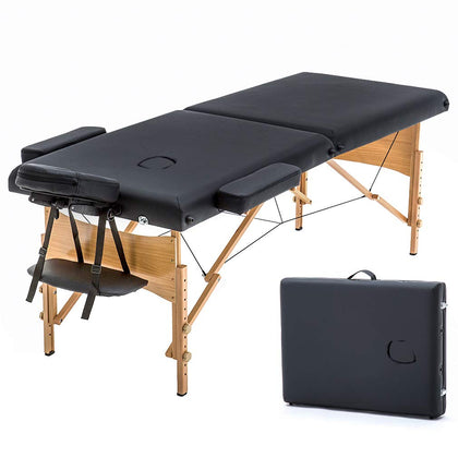 BestMassage Portable Folding Massage Table front view, black