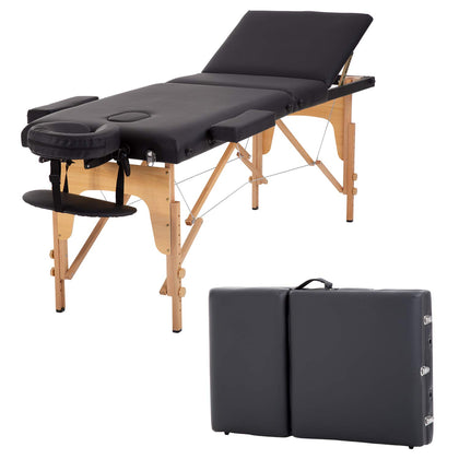 BestMassage Portable Folding Massage Table front view, black