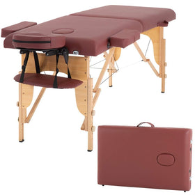 BestMassage Portable Folding Massage Table front view in burgundy