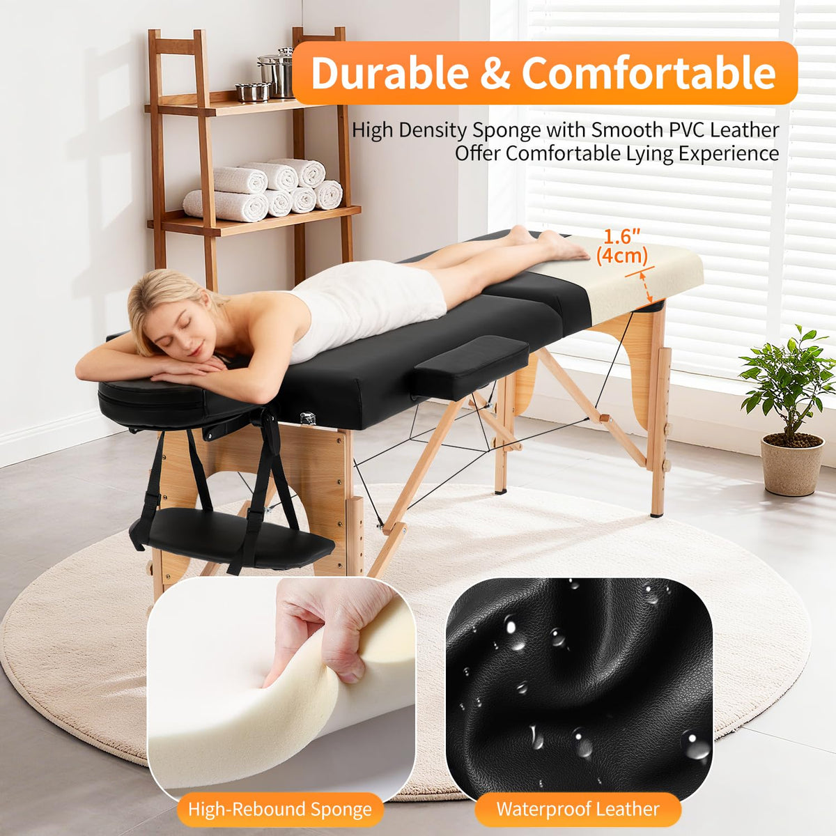 BestMassage Portable Folding Massage Table height adjustment knobs