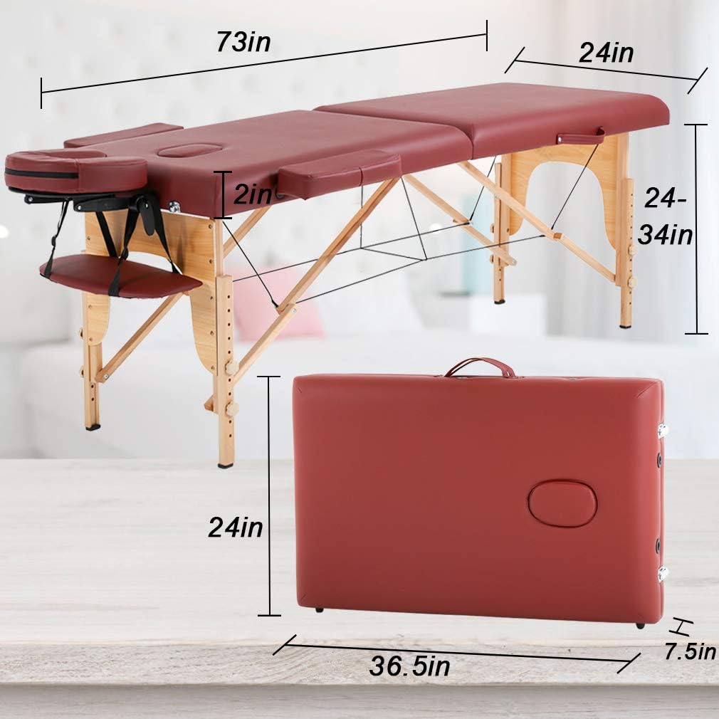 BestMassage Portable Folding Massage Table luxurious PVC leather surface