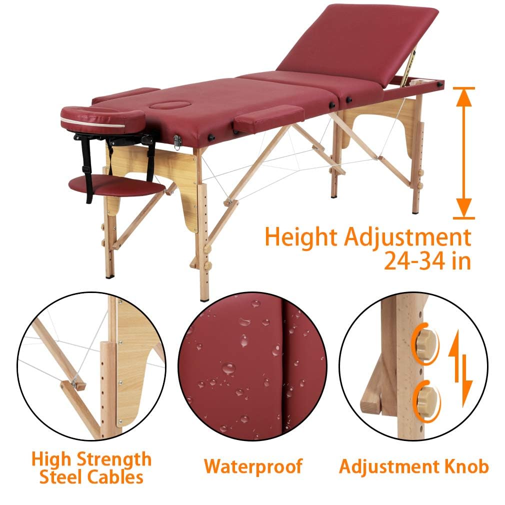 BestMassage Portable Folding Massage Table open with legs extended