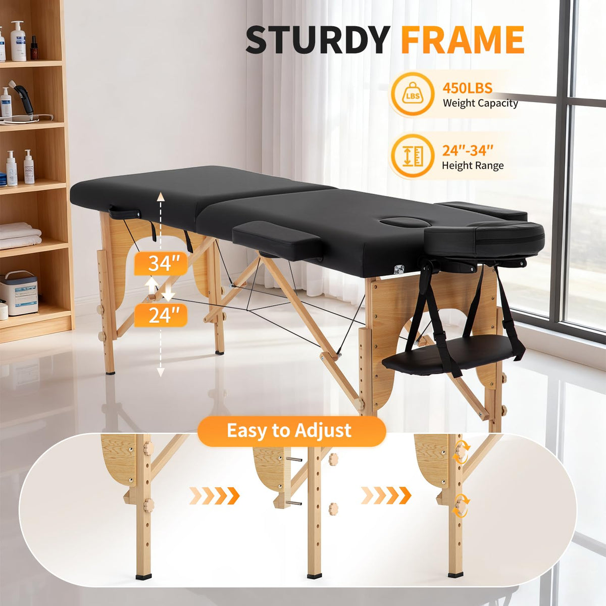 BestMassage Portable Folding Massage Table showing 2-inch thick sponge
