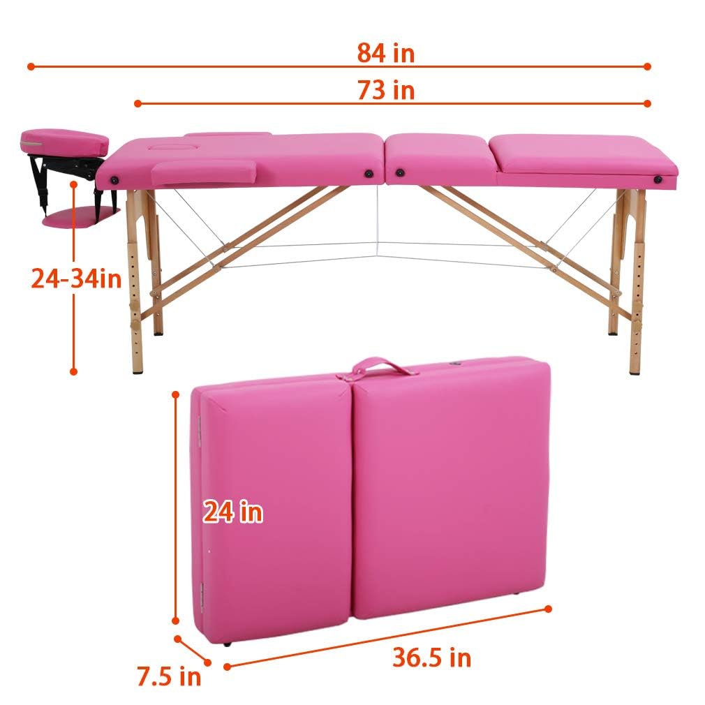 BestMassage Portable Folding Massage Table showing sturdy hardwood frame