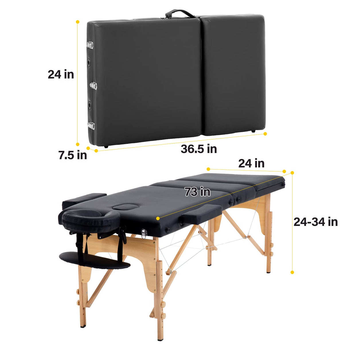 BestMassage Portable Folding Massage Table showing sturdy hardwood frame