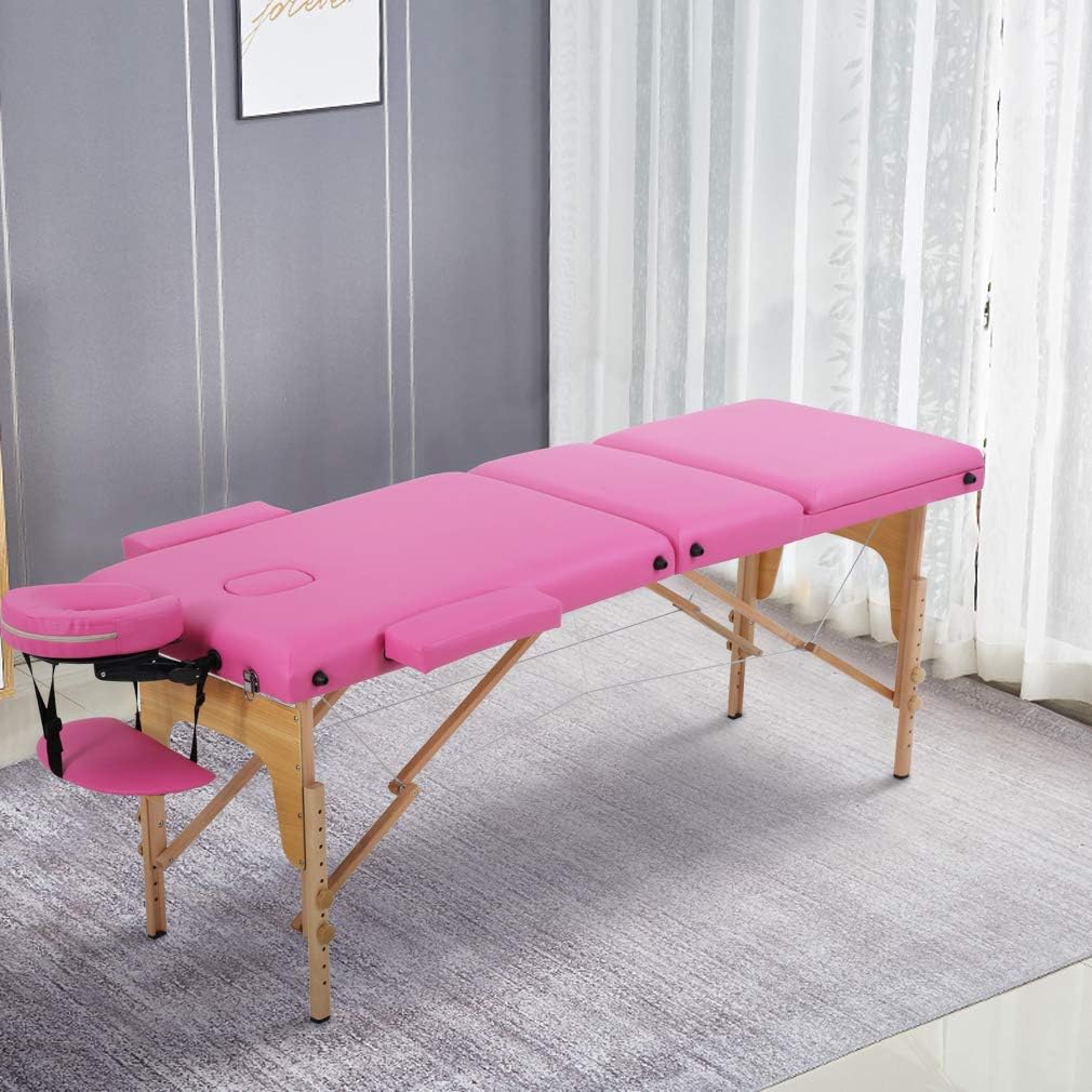 BestMassage Portable Folding Massage Table side view showing height adjustment knob