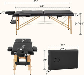 BestMassage Portable Folding Massage Table side view with legs extended