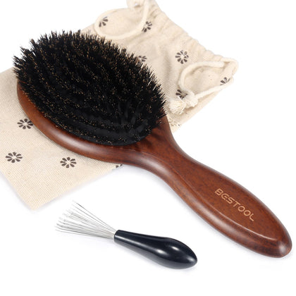 BESTOOL Hair Brush front view with beech wood paddle
