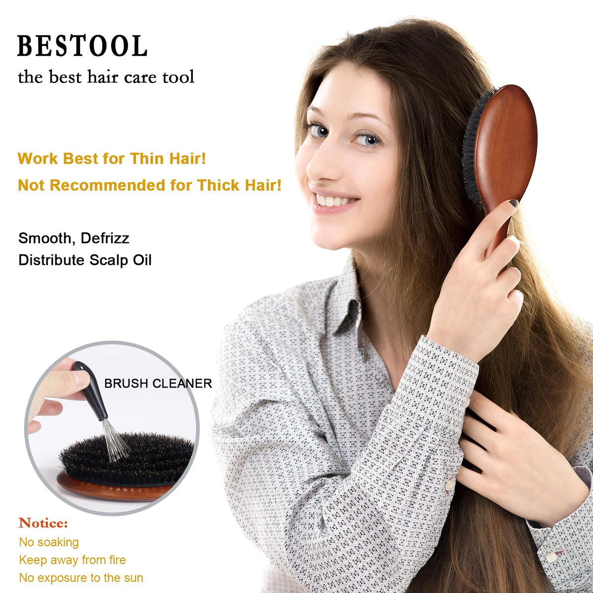 BESTOOL Hair Brush in original gift pack with brush cleaner