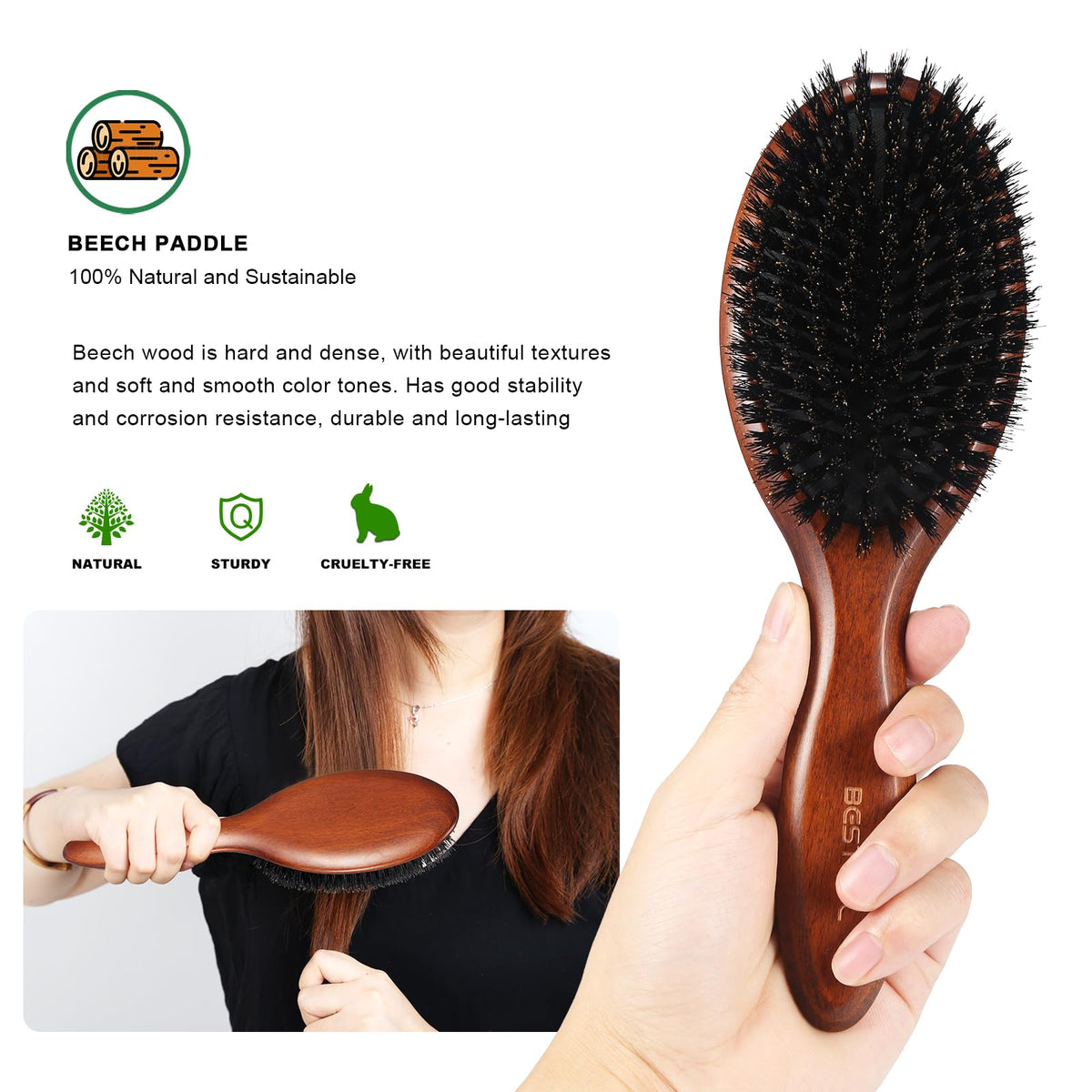 BESTOOL Hair Brush with rubber massage cushion