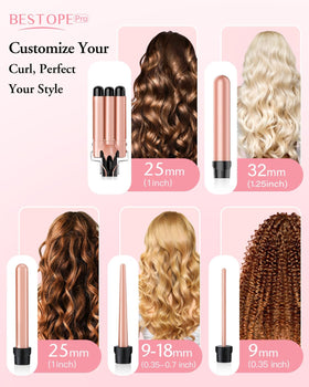 BESTOPE PRO Curling Wand Set showing interchangeable barrels