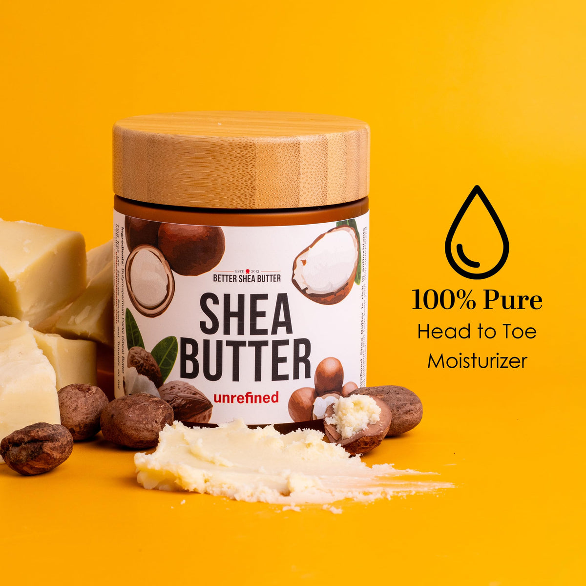 Better Shea Butter Raw Shea Butter 8 oz jar side view