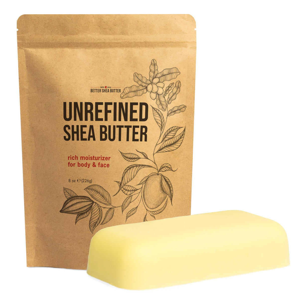 Better Shea Butter Raw Shea Butter block front view