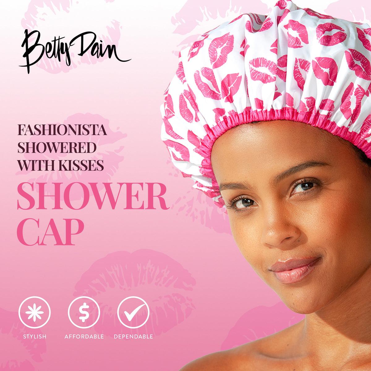 Betty Dain Fashionista Shower Cap side view showing elastic trim