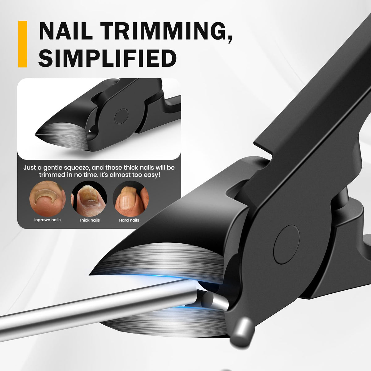 BEZOX Thick Toenail Clippers close-up of non-slip grip