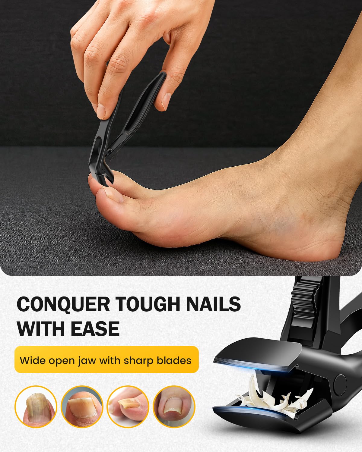 BEZOX Toe Nail Clippers ergonomic handle close-up