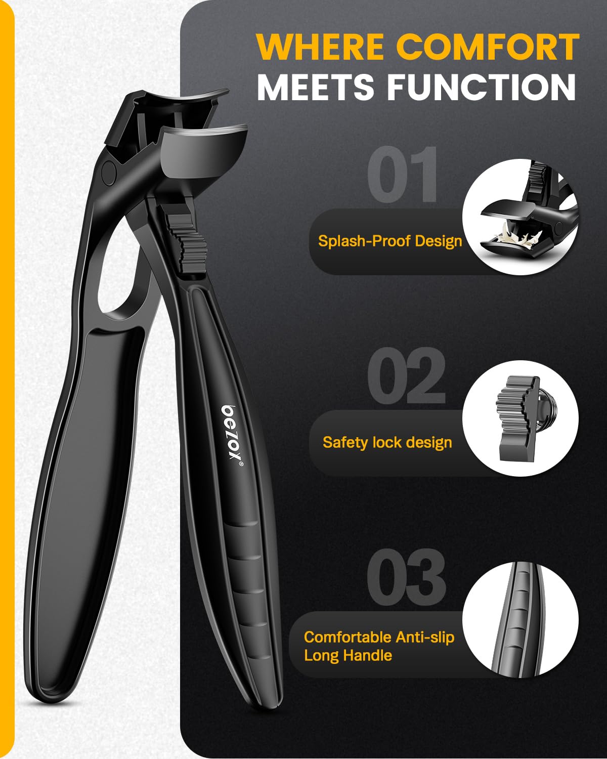 BEZOX Toe Nail Clippers on a wooden surface