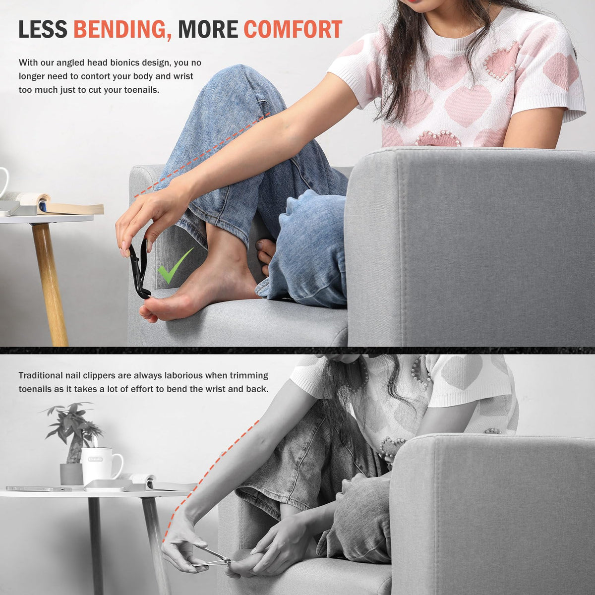 BEZOX Toenail Clippers ergonomic handle close-up