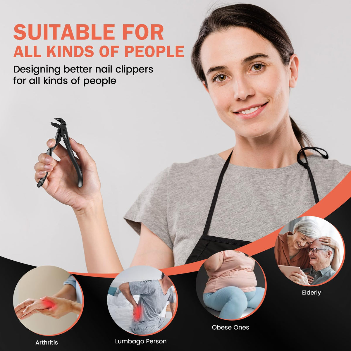 BEZOX toenail clippers in use on thick toenails