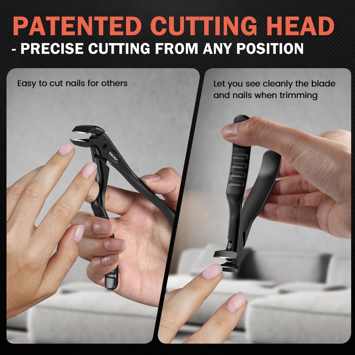 BEZOX toenail clippers showing non-slip grip