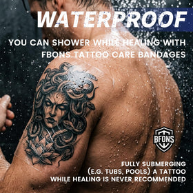 BFONS Tattoo Aftercare bandage cut to fit a tattoo