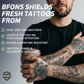 BFONS Tattoo Aftercare bandage showing transparent film