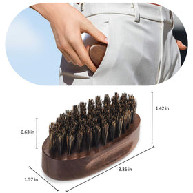 BFWood Small Travel Beard Brush back view with dimensions