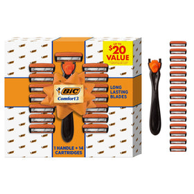 BIC Comfort 3 Refillable Razors for Men gift set with handle and cartridges