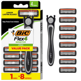 BIC Flex 4 Sensitive razor handle and cartridges set