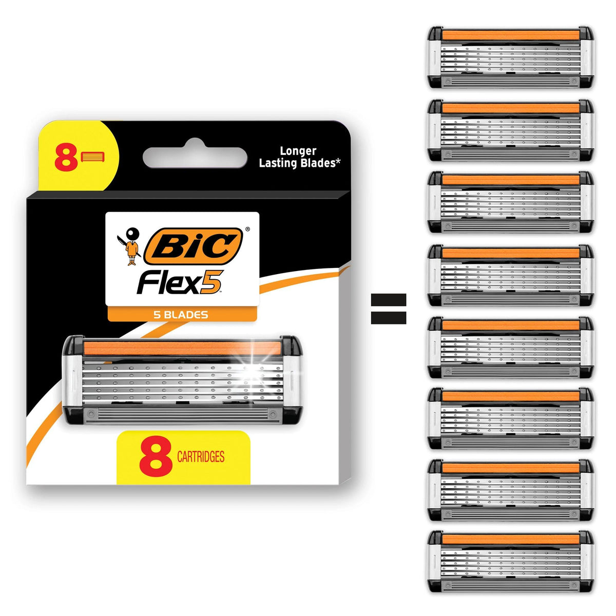 BIC Flex 5 Men's 5-Blade Razor Cartridge Refills 8-Pack front view