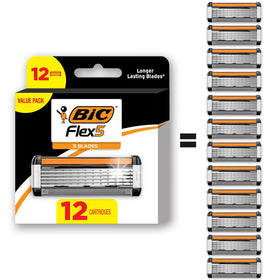 BIC Flex 5 Refillable Razors front view with 12 cartridges
