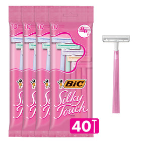 BIC Silky Touch Disposable Razors 40-Pack front view with pastel handles