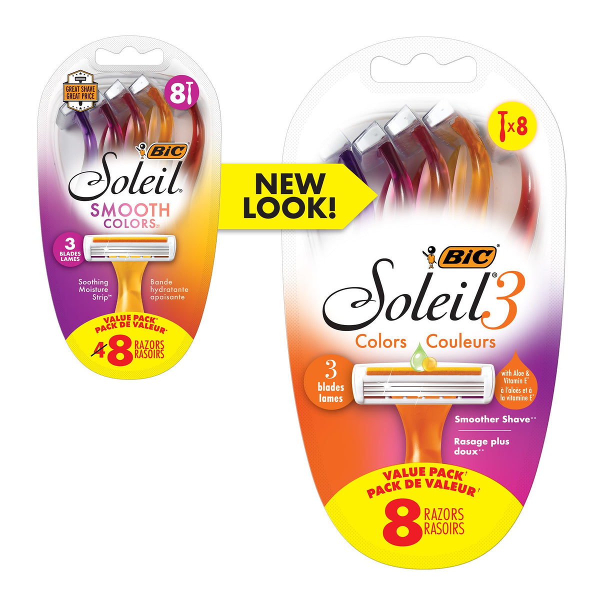 BIC Soleil 3 Colors Disposable Razor with blade cover