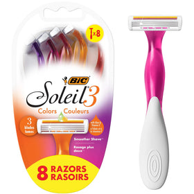 BIC Soleil 3 Colors Disposable Razors 8-Pack front view
