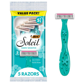 BIC Soleil 3 Simply Disposable Razors 5-Pack front view
