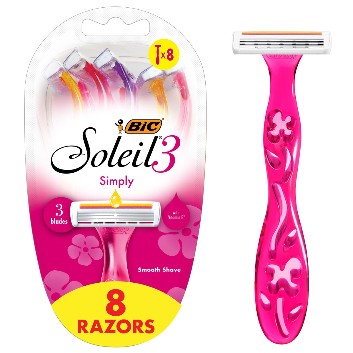 Bic Soleil 3 Simply Disposable Razors 8-Pack front view