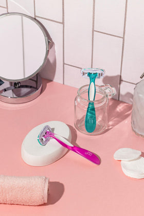 BIC Soleil 5 Disposable Razors on a bathroom counter