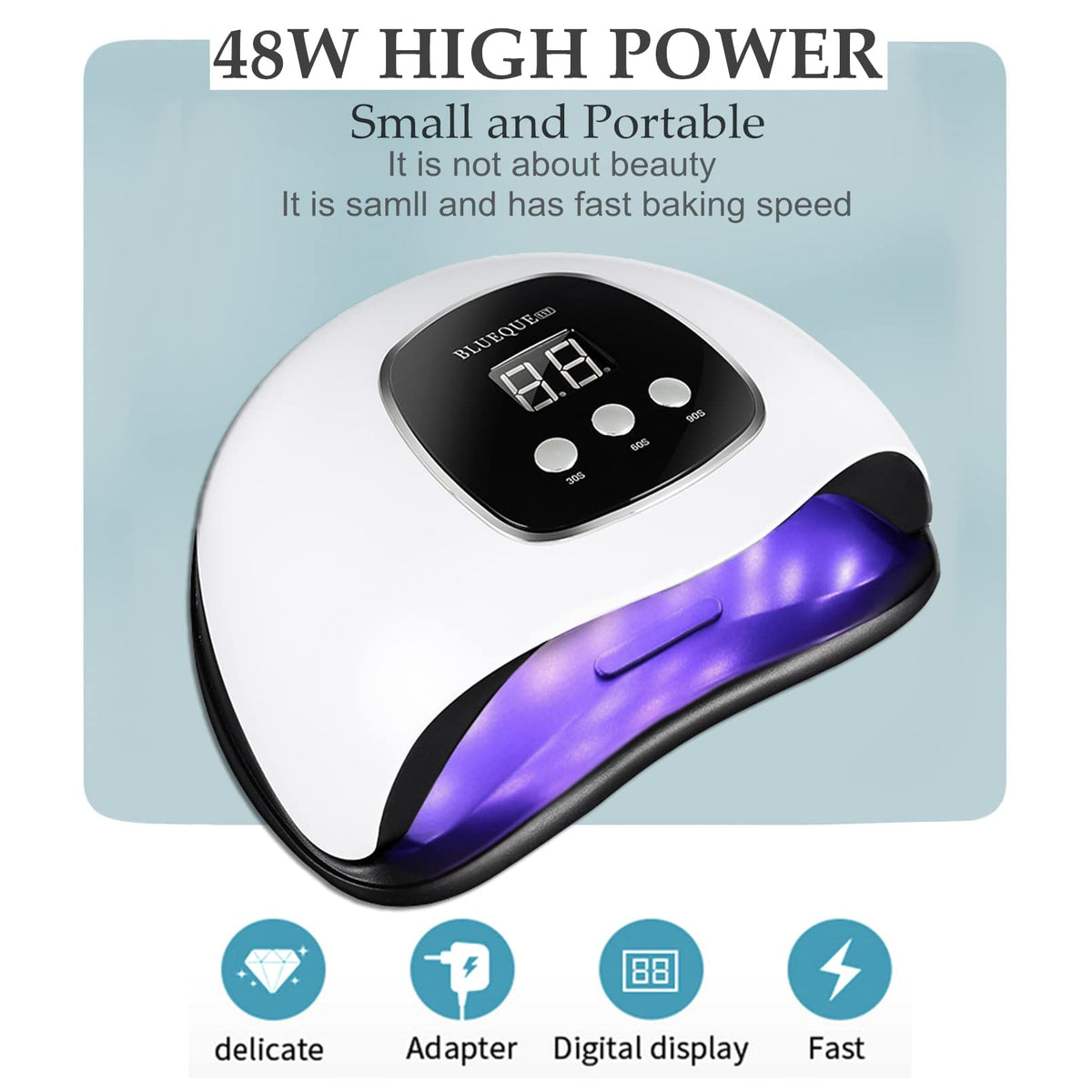 BIGBEAR UV LED Nail Lamp showing timer settings