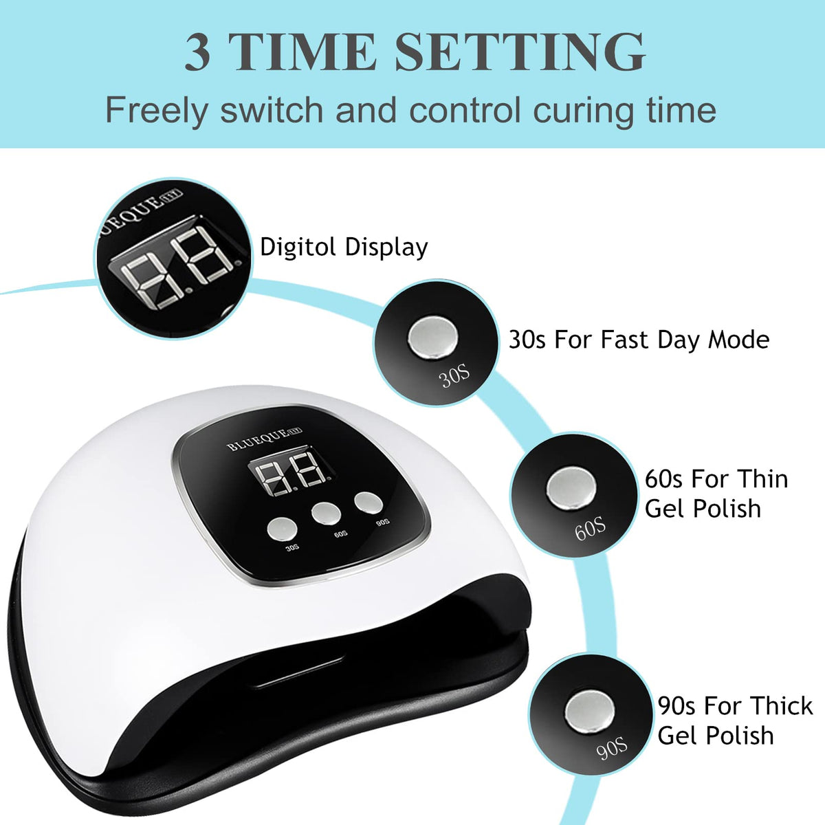 BIGBEAR UV LED Nail Lamp side view with adapter