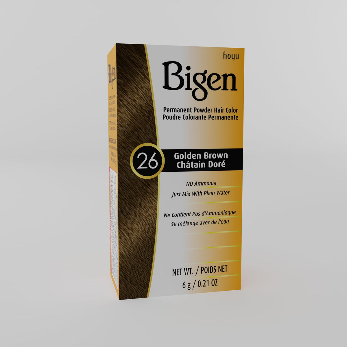Bigen #26 Golden Brown hair colour in use