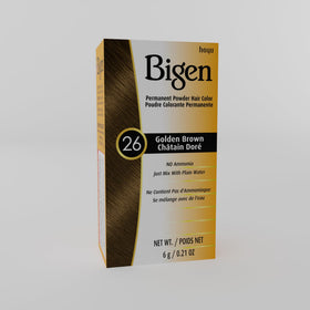 Bigen #26 Golden Brown hair colour in use