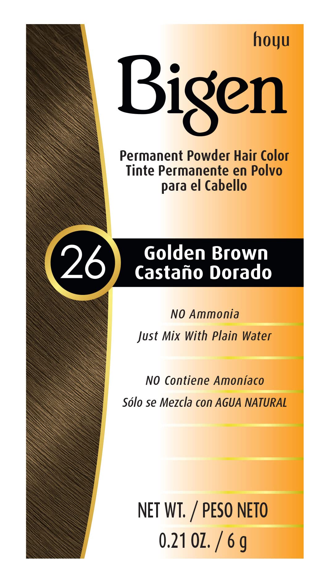Bigen #26 Golden Brown Permanent Hair Colour Powder front view
