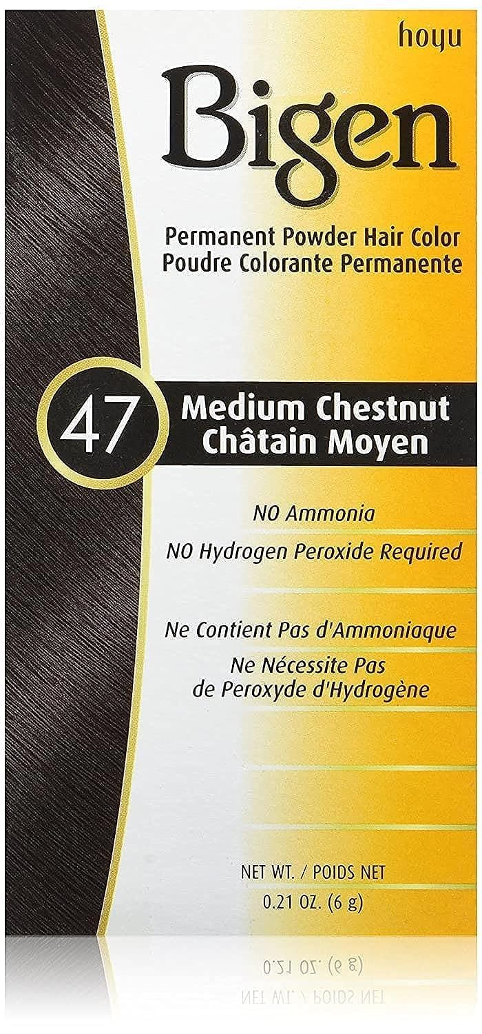 Bigen Permanent Powder Hair Color 47 Medium Chestnut front view