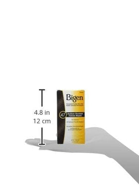 Bigen Permanent Powder Hair Color 47 Medium Chestnut on a vanity table