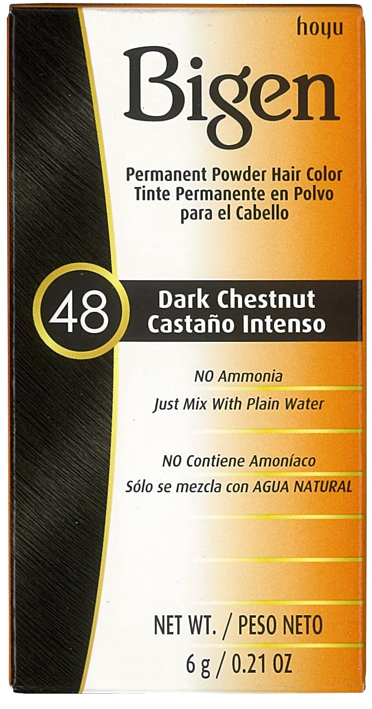 Bigen Permanent Powder Hair Color 48 Dark Chestnut front view
