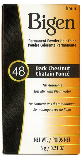 Bigen Permanent Powder Hair Color 48 Dark Chestnut packaging